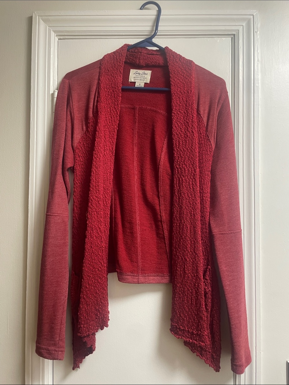 Lucky Brand Open-Front Red Draped Cardigan